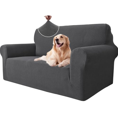 Ystyle Elasticas Funda Sofa 2 Plazas, Fundas de Sofa Ajustables con Reposabrazos, Gruesa Funda Sofá Anti Gatos Perros y Mascotas, Moderna Cubre Sofa Antimanchas Lavable, Gris