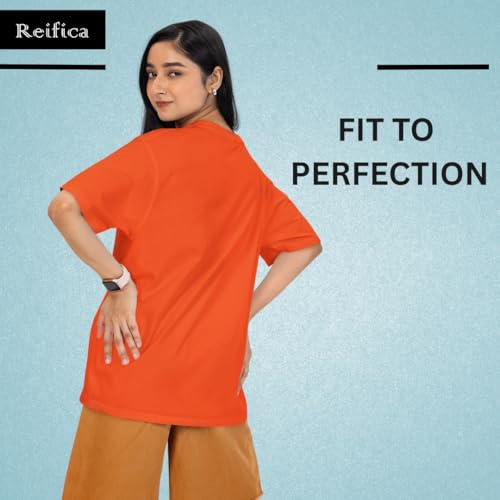 Image of Reifica Women 100% Pure Cotton Drop Shoulder Loose Fit Oversized T Shirts (Combo Pack of 2)