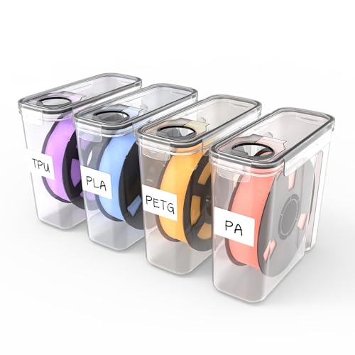 bruwaa Filament Aufbewahrungsbox für 3D Druck Filament Versiegelung und Schutz - 4 Pack Filament Container - Tragbare Aufbewahrung, Feuchtigkeits- und staubgeschützt 4.0L