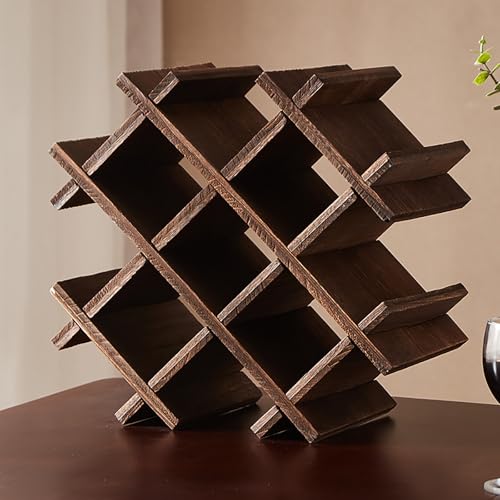 Soporte para 9 Botellas de Vino de Madera Maciza miniatura 1