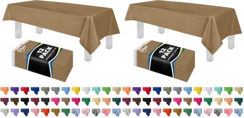 Image of Grandipity 24 Pack Premium Disposable Plastic Tablecloth 54 Inch. x 108 Inch. Decorative Rectangle Table Cover - Gold