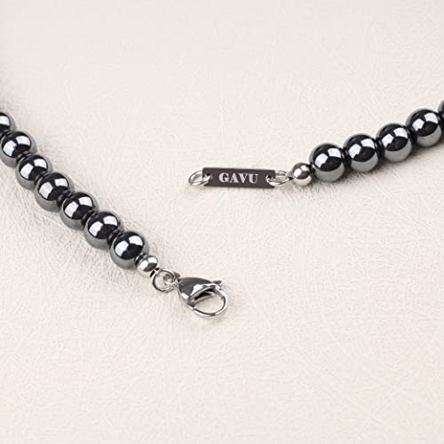 Gavu Hematite Crystal Men's Stone Beaded Necklace 22" #TOP5