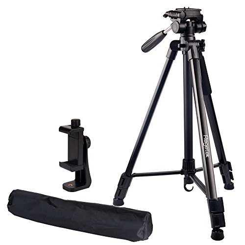 Regetek Travel Camera Tripod (Aluminum 63" Adjustable Camera Stand with Flexible Head) -Portable