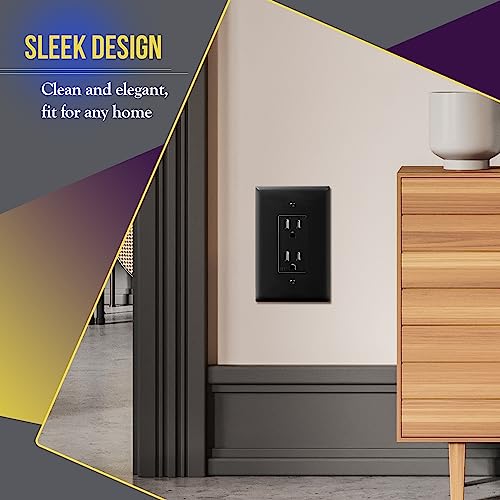 Image of ENERLITES Decorator Light Switch or Receptacle Outlet Wall Plate, Gloss Finish, Oversized 1-Gang 5.5 inch x 3.5 inch, Unbreakable Polycarbonate Thermoplastic, UL Listed, 8831O-BK, Black