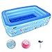 Baseny rodzinne prostokątny basen, olbrzymi nadmuchiwany basen, basen pływacki 130 * 92 * 55, z 2 40 cm nadmuchiwanymi kulkami i termometrem do wody rekina, na imprezę w wodzie