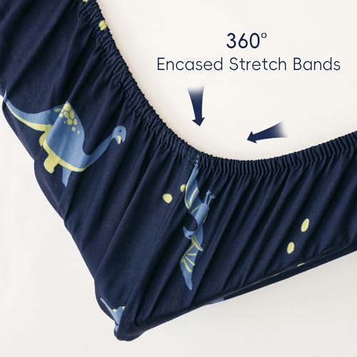 Image of PHF 4 Pack Soft Dinosaur Crib Sheets Fitted, Comfy Breathable Baby Sheets for Boys Girls, 28x52 Inches Fits Standard Crib and Toddler Mattresses, Dinosaur