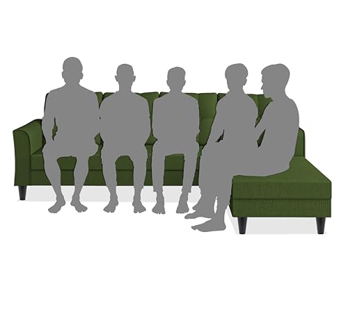 Image of Adorn India Maddox Tufted L Shape 6 Seater Sofa Set RHS (Green) (3 Year Warranty)