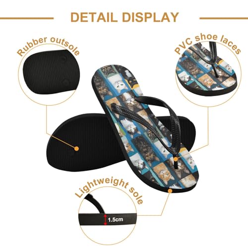 Cute Cats Flip Flop Sandal for Women Men, Casual Beach Slippers Indoor Outdoor XS3