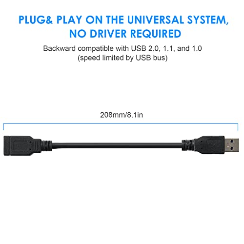 Image of USB 3.0 USB Male A to Female A High Speed Standard USB Extension Cable - Extender to USB Hub,Black 8 Inch