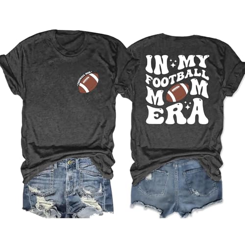 LAZYCHILD Women Football Shirts in My Football Mom Era T-Shirt Game Day Graphic Soccer Mama Top