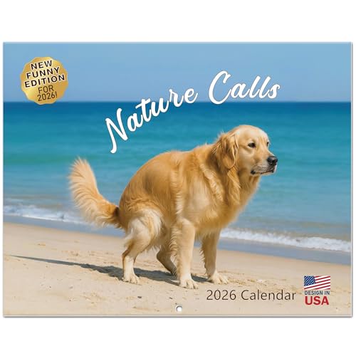 BFFPOSI Dogs Pooping Calendar 2026 - Funny Wall Calendar 2026, White Elephant Gifts Useful, Funny Gag Gifts, Hilarious Yankee Swap Prank Dirty Santa Christmas Gift for Adults Men Women Brother Coworkers family
