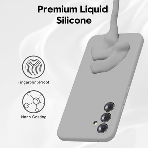 Image of DIZORO Microfiber Candy Case Compatible for Samsung S24 fe Smooth Touch Cushion Liquid Soft Silicone Gel Rubber Phone Cases Non-Slip Full Body Protective Shockproof Back Cover - Titanium