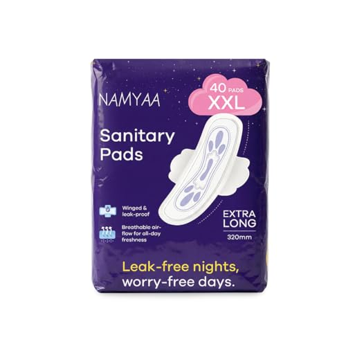Image of Namyaa Sanitary Pads XXL 320mm - Extra Long, Ultra Thin, Winged & Leak-Proof Pads for Heavy Flow - Breathable, Rash-Free Comfort (40 Pads)