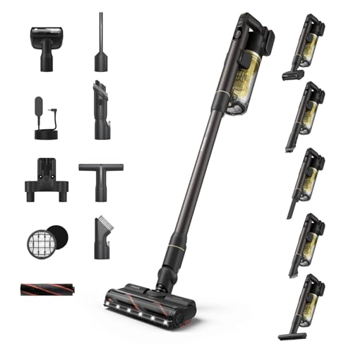 Philips kabelloser Akku-Staubsauger Aqua 7000 Serie Digitaler Motor PowerCyclone 12 Mit LED-Leuchten Anti-Haarverwicklungsbürste bis zu 80 Minuten Laufzeit mit 6 Zubehörteilen Gelb (XC7067/01)