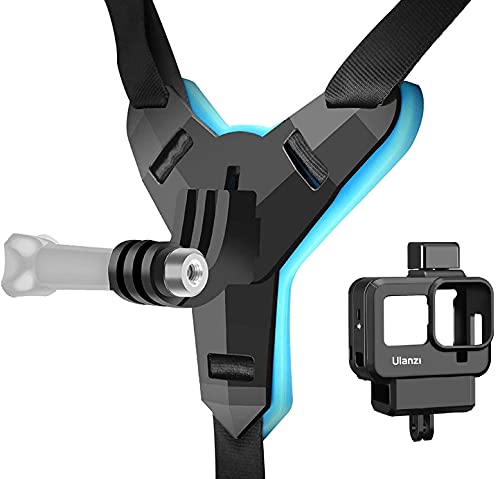 Image of HIFFIN Helmet Chin Strap Mount Housing Cage for Go pro 8, Ulazi G9-4 Cold Shoe Mount Compatible with Tripod Selfie Stick