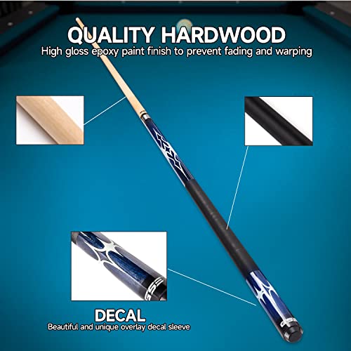 Gse 58" 2-Piece Canadian Maple Hardwood Billiard Pool Cue Sticks For Men/Women. Great For House Or Commercial/Bar Use. (Several Colors, Weight From 18Oz, 19Oz, 20Oz, 21Oz Available) (Blue, 18Oz) #TOP4