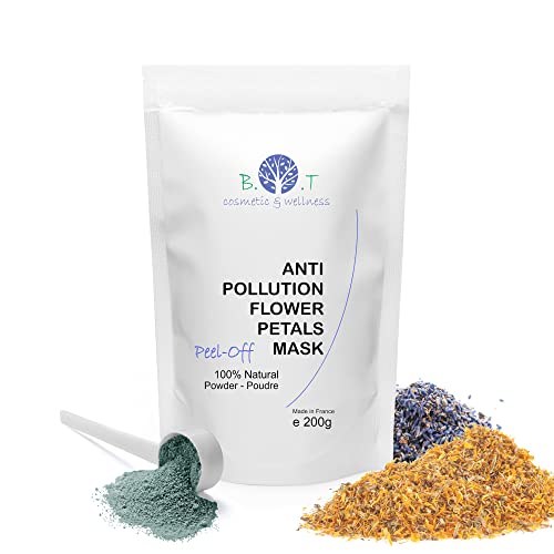 Maschera Peel-Off Antinquinamento Traslucida per la Cura del Viso Idratante. Trattamento Detox con Petali di Fiori e Alginati Naturali al 100%. Maschera Calmante - 200 g