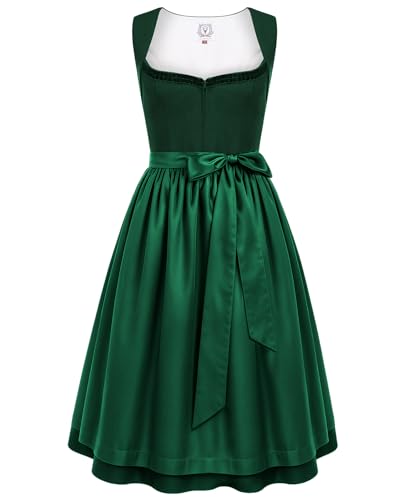 Dirndl Mujer Falda Típica Verde   Vestido Típico Midi De Lino para Oktoberfest 36