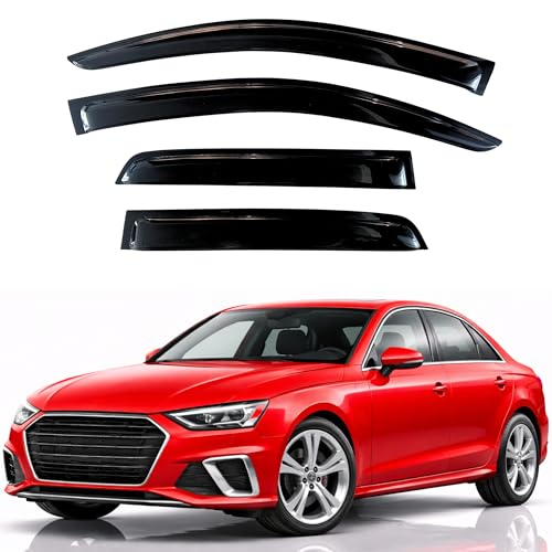 Image of KPY Rain Guards Fit for 2017-2023 Audi A4 Sedan, Out-Channel Window Visors Vent Wind Deflectors 4PC, Car Accessories for 17-23 Audi A4 Sedan (Sedan Only)