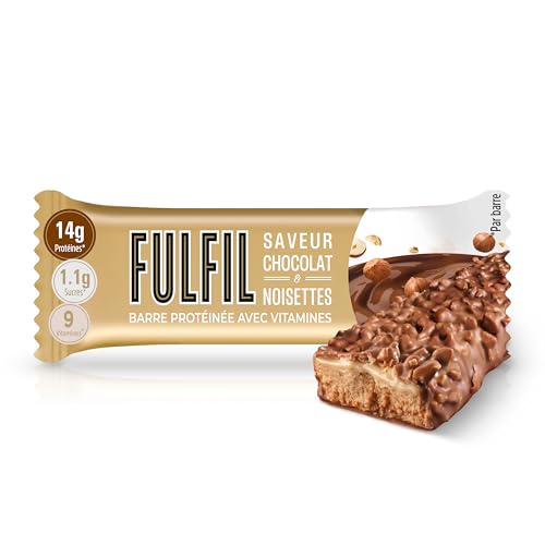 Fulfil Vitamin and Protein Bars (15 x 40g Bars) — Chocolate Hazelnut Whip Flavour — 14g High Protein, 9 Vitamins, Low Sugar