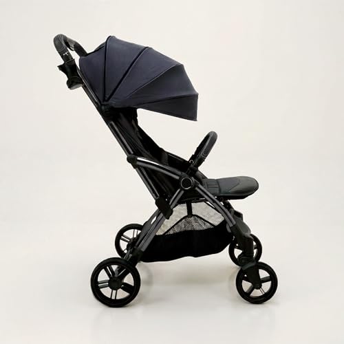 Image of Frido Autofold Travel Stroller for Babies, EN1888 Certified, One-Hand Auto-Fold & 5-Point Safety Harness, Lightweight Travel-Friendly Design with Suspension Wheels (0-4 Years, Black)