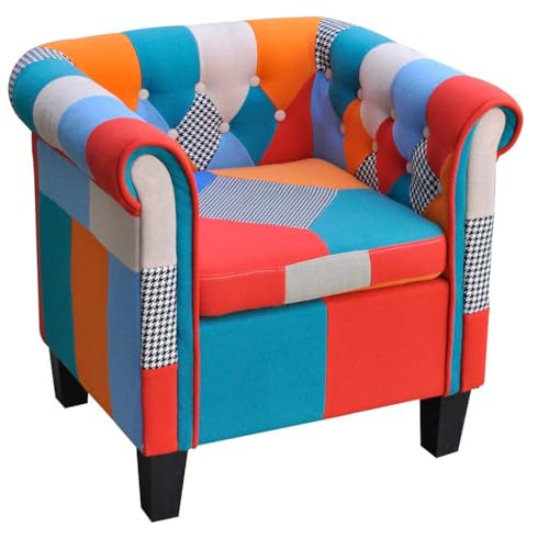 vidaXL Sillón de Diseño Patchwork de Retales de Tela y Madera Muchos Colores