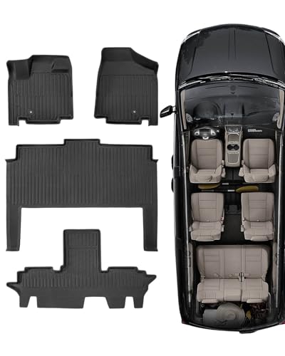 DrCarNow Floor Mats for Dodge Grand Caravan 7 Seats 2008-2020 | Chrysler Town & Country 2008-2016 (Stown Go Only) Non-Slip Heavy Duty Accessories All Weather TPE Car Floor Liners 3 Row Front Rear