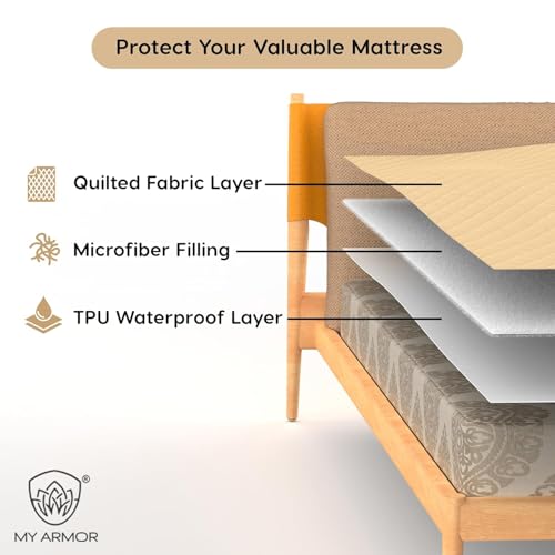 Image of BABYLEE Waterproof Cotton Quilted Mattress Protector Queen Size Breathable Hypoallergenic Noiseless Ultra Soft Fitted Bed Protector 78x60 inch Mattress /Bed Cover (Queen 78x60 inch | 6.5x5 ft, Beige)