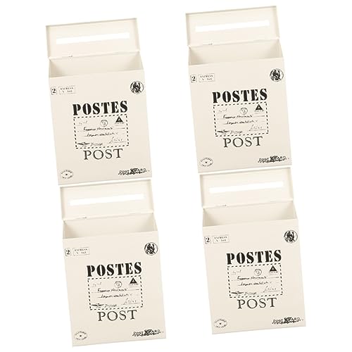 Gadpiparty Caja De 4 Piezas Buzón Buzón De La Casa Parcela Postal Frente Lindos Buzones para Exterior Buzones De Correo De Pared para Exteriores A Través De La Pared Cajas Hierro Forjado