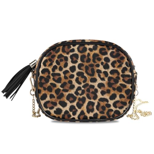 Image of ALAZA Women's Leopard Print Animal Skin PU Leather Crossbody Bag Shoulder Purse with Tassel
