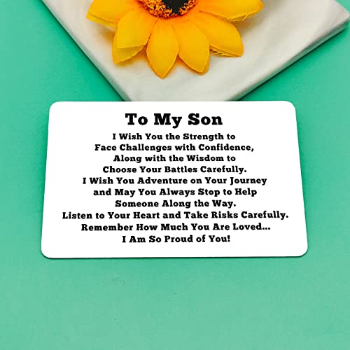 Baipilu Inspirational Son Wallet Insert Card Gifts Son Gifts from Mom Dad Engraved Wallet Insert Card Birthday Gift for My Son Thanksgiving Graduation Christmas Wedding Gifts2
