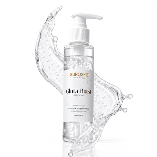 Image of Suroskie Gluta Boost Face Wash For Men & Women 100Ml | With Glutathione Beads & Niacinamide For Radiant & Glowing Skin | Brightens, Evens Skin Tone & Reveals Natural Glow | Cleanser For All Skin Types