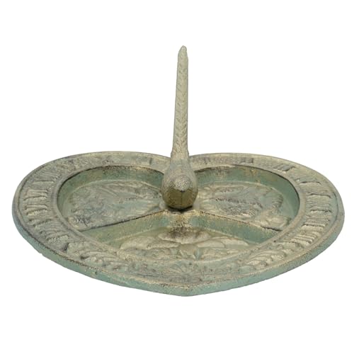 Reloj de sol antiguo AB Tools con figuras de pájaro y corazones metálicos 4