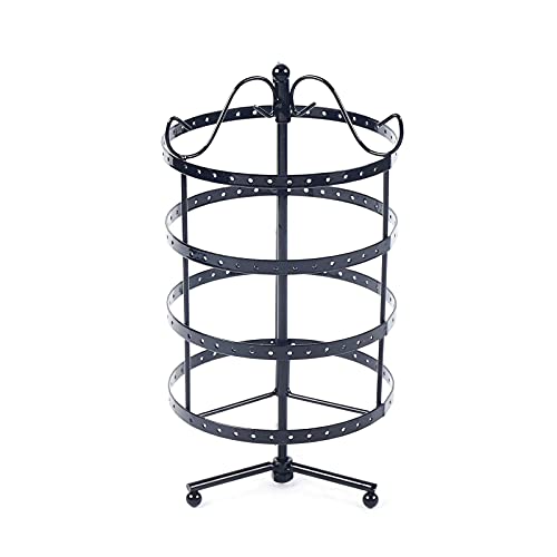 4-layers Earring Organizer, 360 Rotating Jewelry Display Stand Wrought Iron Jewelry Rack 144-hole Metal Frame Jewelry Display Stand Dangle Earrings Organizer Necklace Storage Holder