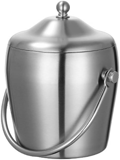 Ice Bucket Metal Ice Bucket Double Layer Cold Portable Ice Bucket With Lid Bar KTV Beer Red Wine Champagne Ice Bucket Ice Buckets For Parties(B,B)