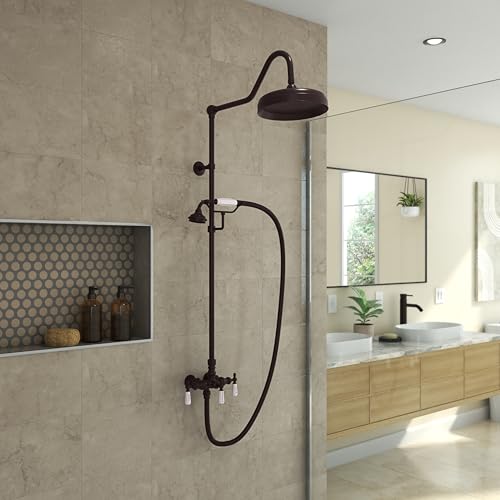 Image of Abbey 10 x 34 1 /2 Shower Faucet Set with Handshower, Oil Rubbed Bronze