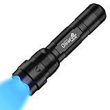 UltraFire 365nm UV Taschenlampe Zoom Schwarzlicht UV Lampe, Mini Ultraviolett LED Taschenlampe für Harzhärtung, Haustier-Urinfleckensuche, Fluoreszenzdetektion, Mineralgestein, 502UV
