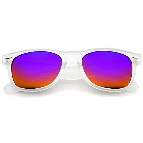 Matte Frosted Frame Reflective Colored Mirror Lens Horn Rimmed Sunglasses 54mm (Frost/Rainbow Mirror) Matte Frosted Frame Reflective Colored Mirror Lens Horn Rimmed Sunglasses 54mm (Frost/Rainbow Mirror)