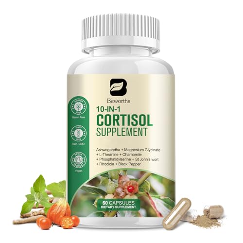 B BEWORTHS Cortisol Supplements for Women Men, 10-in-1 Cortisol Reducer Manager Supplements with...