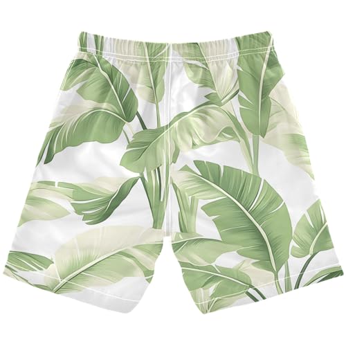Plantain Leaf Pattern Boys Swim Trunks, Quick Dry Toddler Beach Shorts Boy Swimwear Bathing Suit2