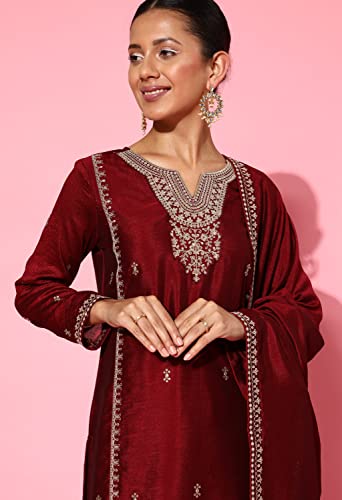 Image of LYMI LABEL Kurta Palazzo Set For Women - Poly Georgette Foil Printed Regular Fit A-Line Kurta Palazzo Set For Women