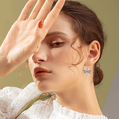 ONEFINITY Dragonfly Earrings 925 Sterling Silver Moonstone Leverback Dragonfly Dangle Drop Earrings Women Jewelry Gifts3