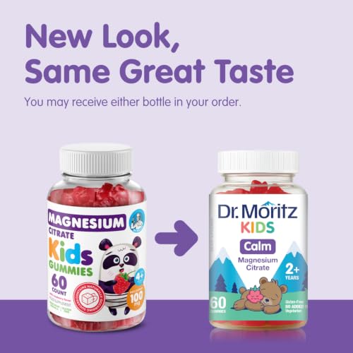 Image of DR. Moritz Sugar-Free Calm Magnesium Gummies for Kids and Adults - Non-GMO Magnesium Citrate Gummies - Raspberry Flavor - 2-Pack (60 Count)