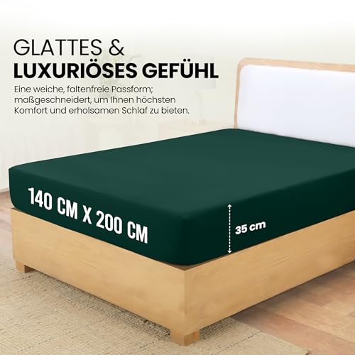 Utopia Bedding - Spannbettlaken 140x200cm - Smaragd Grün - Gebürstete Polyester-Mikrofaser Spannbetttuch - 35 cm Tiefe Tasche 2