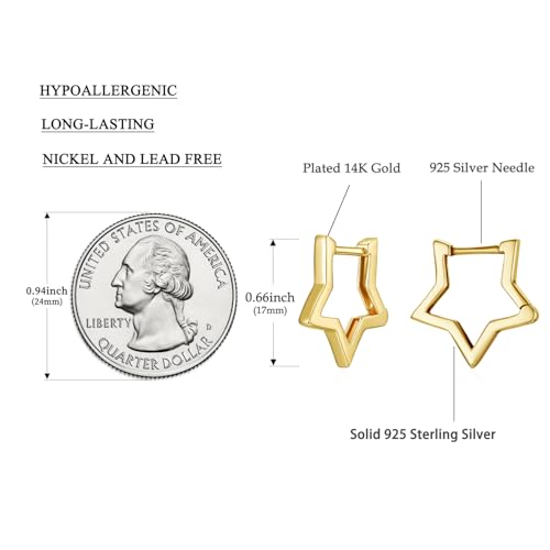 Image of BISAER Silver Huggie Hoop Earrings for Women, 925 Sterling Silver Post Star Small Hoop Earrings Hypoallergenic Lightweight Everyday Jewelry Gift Cute
