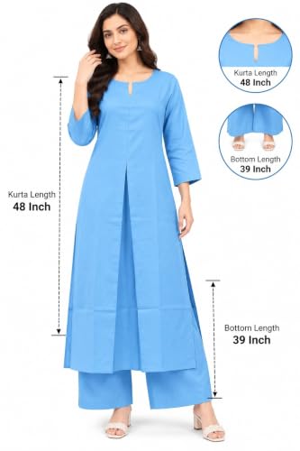 Image of idaLia Rayon Solid Straight Brown Kurta Set for Women with Palazzo 3 /4 Sleeve, Round V Neck Designer Kurta with Palazzo Pant Set