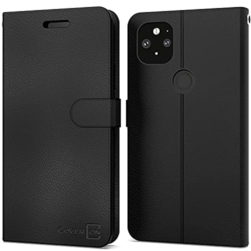 Coveron Wallet Pouch Designed For Google Pixel 5A Leather Case, Rfid Blocking Flip Folio Stand Phone Cover - Black #TOP11