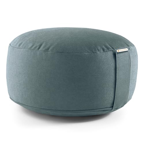 Lotuscrafts Yogakissen Meditationskissen Rund Lotus - nachhaltiger Bio-Baumwoll Bezug - GOTS Zertifiziert - Sitzhöhe 15cm - komfortable & entspannte Mediation - Yoga Sitzkissen mit Dinkelfüllung