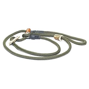 Retrieverlijn olive-groen/Jachtlijn/Sliplijn/Moxonlijn Sporty | robuuste hondenriem gemaakt van touw met geïntegreerde halsbandje | 8mm | met echte herten hoorn stop