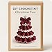 DIY Crochet Christmas Tree Kit - Handmade Holiday Decoration Set, Tree Bow Pearl Embellishment, Christmas Party Crochet Decorations,Starter kit Include All Tools Needed for Beginner (Burgundy)